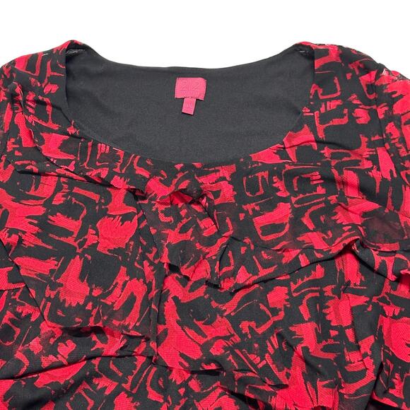 212 Collection Tiered Blouse Plus 1X Red Black Short Sleeve Y2K Vamp Whimsigoth - Picture 2 of 8